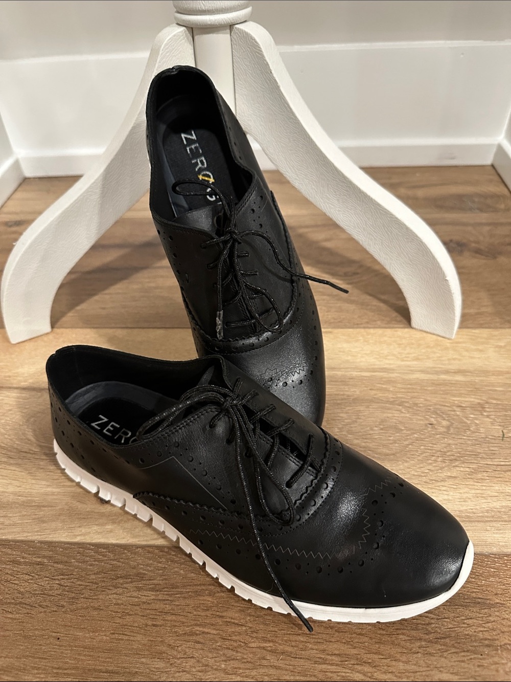 Cole Haan Black Leather Lace-Up Oxfords